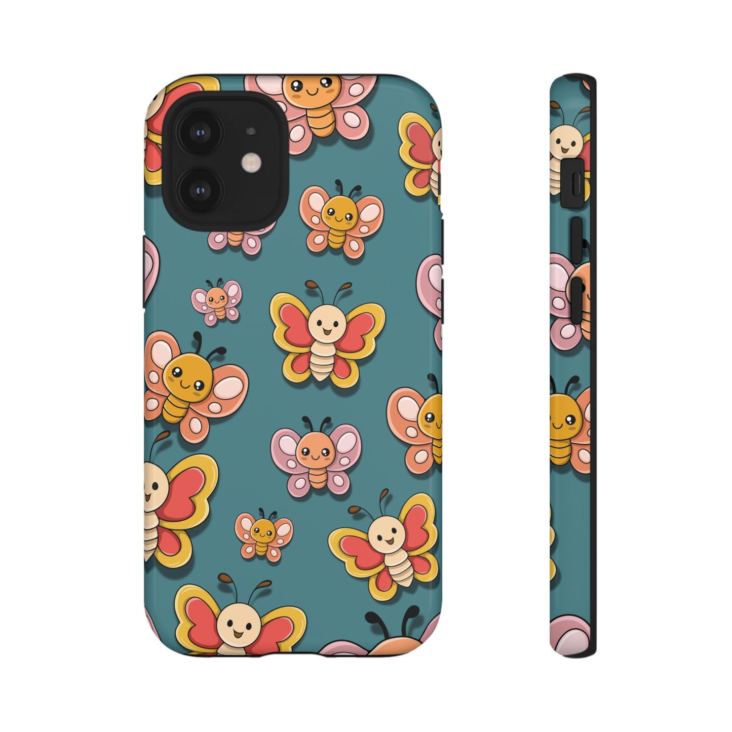 Blue Butterfly Sticker Design Phone Case - Blue Phone Case - iPhone 12 Mini / Glossy
