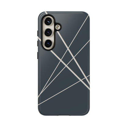 Samsung Galaxy S24 / Glossy Phone Case - Abstract Blue with Beige Lines Phone Case