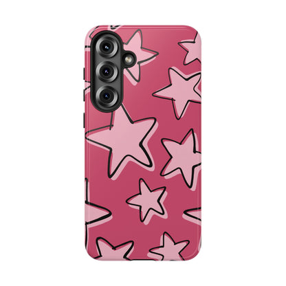 Raspberry Pink Doodle Star Phone Case