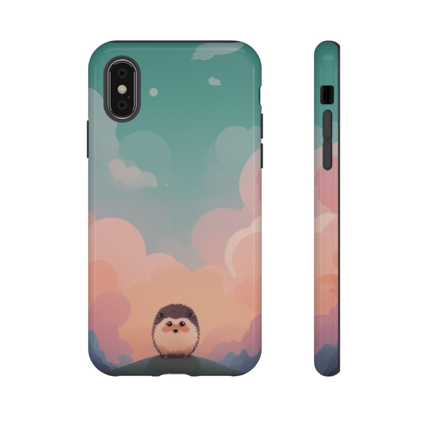 iPhone X / Glossy Phone Case - Cute Hedgehog & Cloud Design Phone Case
