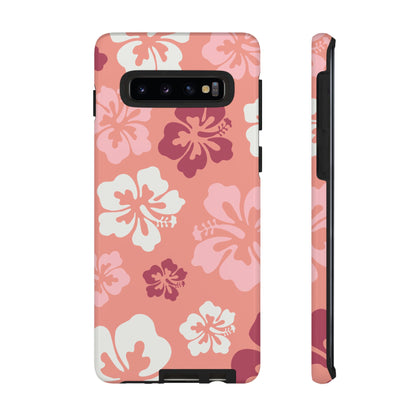Samsung Galaxy S10 / Glossy Phone Case - ’Pink Hibiscus Retro Pattern #3’ Phone Case
