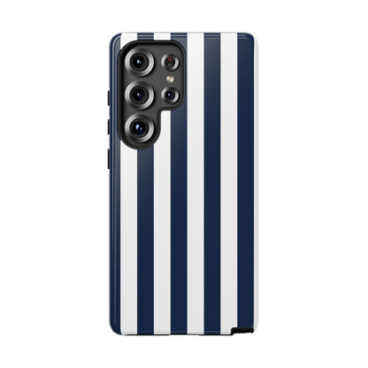 Samsung Galaxy S25 Ultra / Glossy Phone Case - Simple Dark Blue & White Stripe Pattern Phone Case