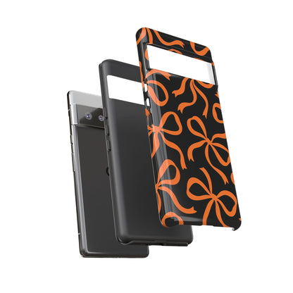 Bold Black and Burnt Orange Bow Pattern Phone Case