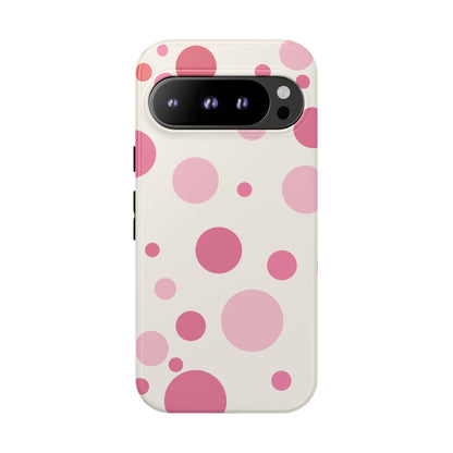 Google Pixel 9 Pro / Glossy Phone Case - ’Bold White with Pink Dot Pattern’ Phone Case