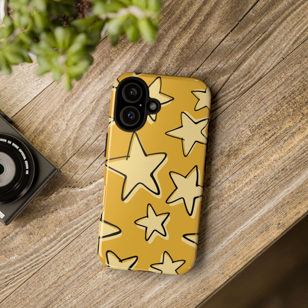 Golden Yellow Doodle Star Phone Case