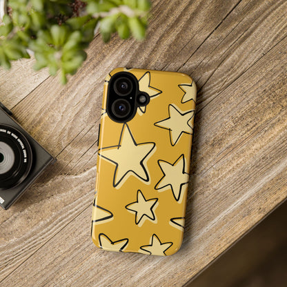 Golden Yellow Doodle Star Phone Case