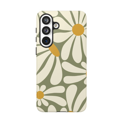 Retro Green Daisy Pattern #1 Phone Case - Green Phone Case - Samsung Galaxy S26 Plus / Glossy