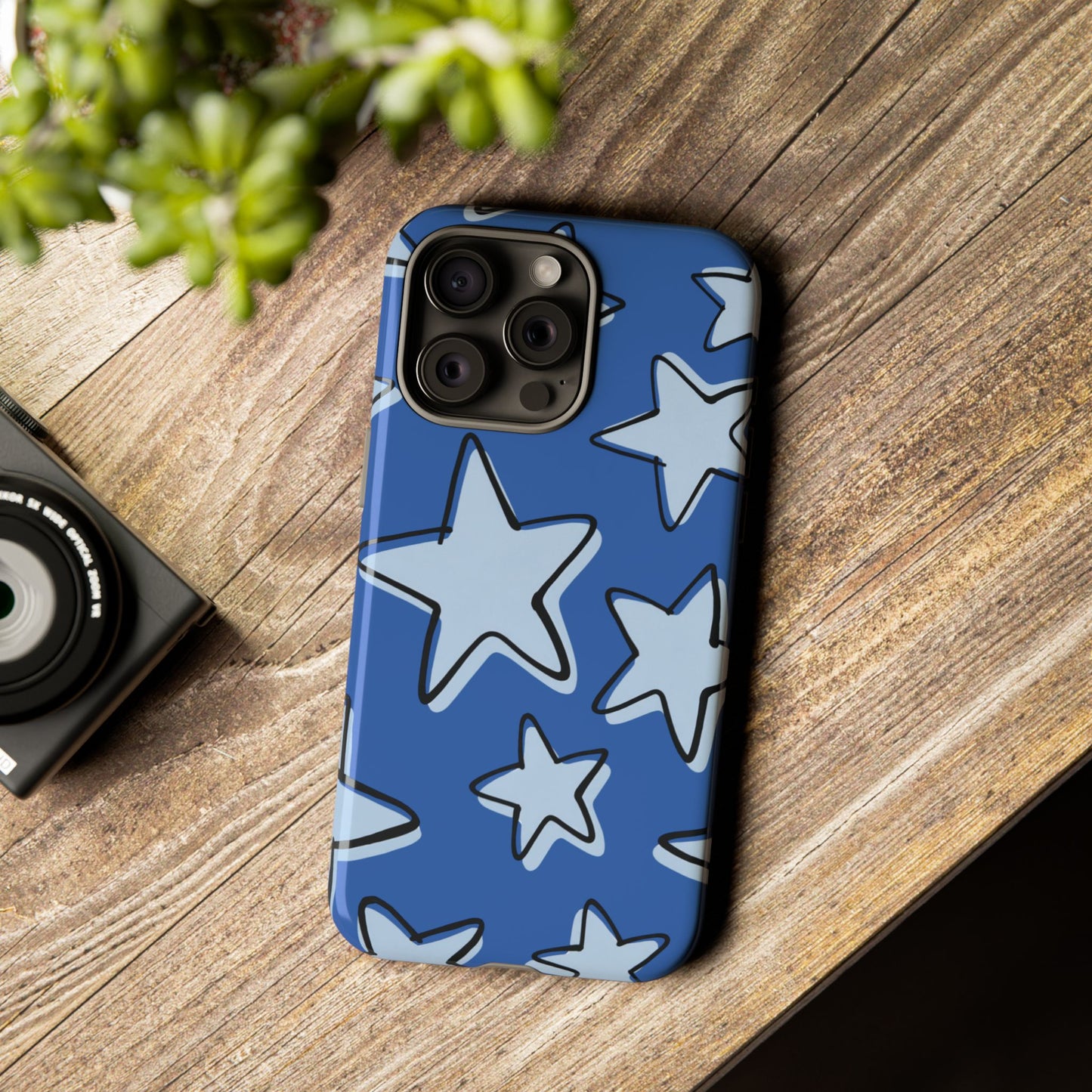 Cobalt Blue Doodle Star Phone Case