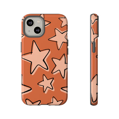 Burnt Orange Doodle Star Phone Case