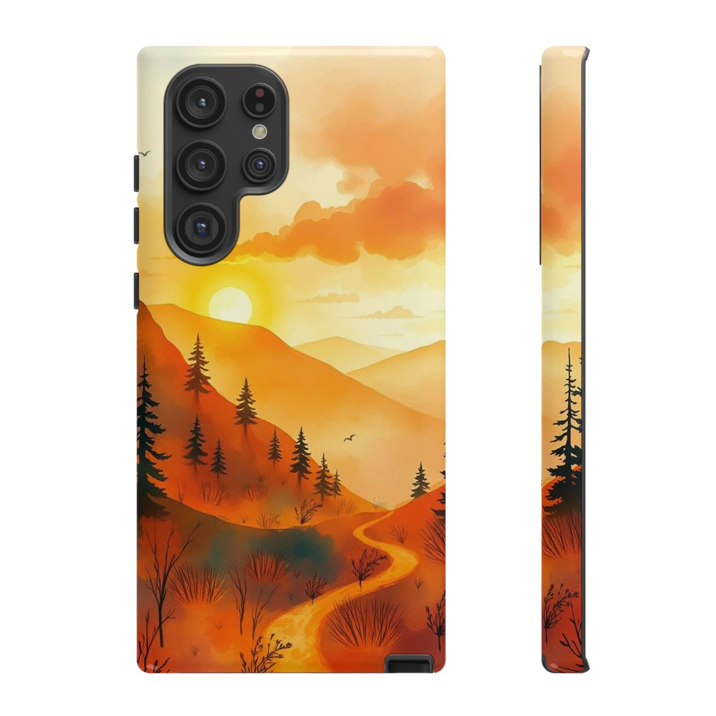 Samsung Galaxy S22 Ultra / Glossy Phone Case - Golden Sunset Design Phone Case