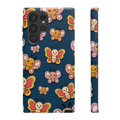 Dark Blue Butterfly Sticker Design Phone Case - Blue Phone Case - Samsung Galaxy S22 Ultra / Glossy