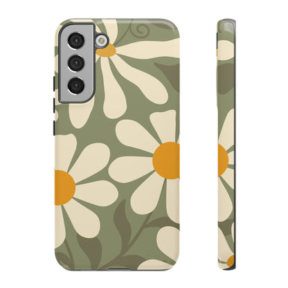 Retro Green Daisy Pattern #2 Phone Case - Green Phone Case - Samsung Galaxy S22 Plus / Glossy
