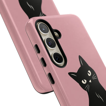 Minimalist Blush Pink & Black Cat Phone Case