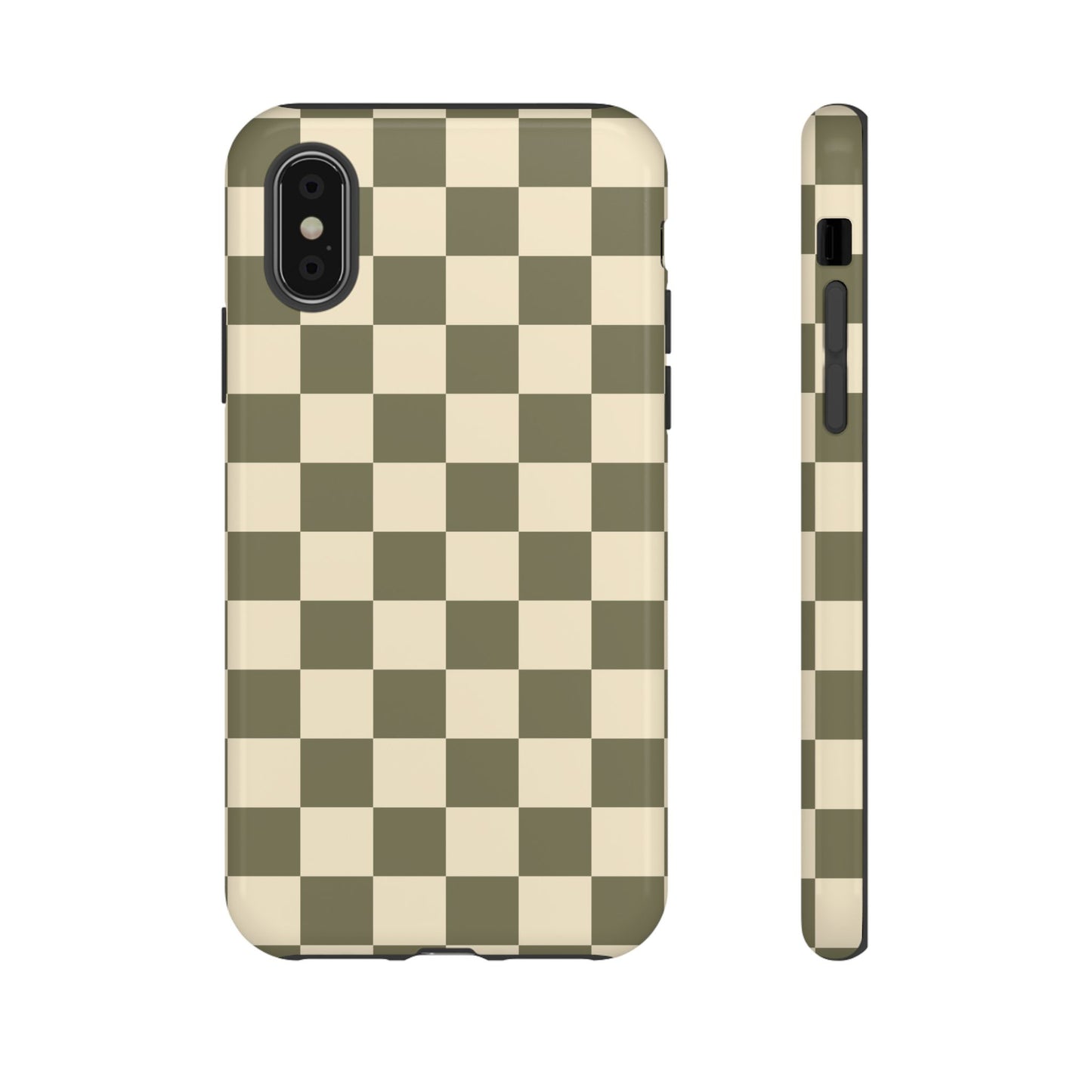 iPhone X / Glossy Phone Case - ’Green Checkered Pattern’ Phone Case