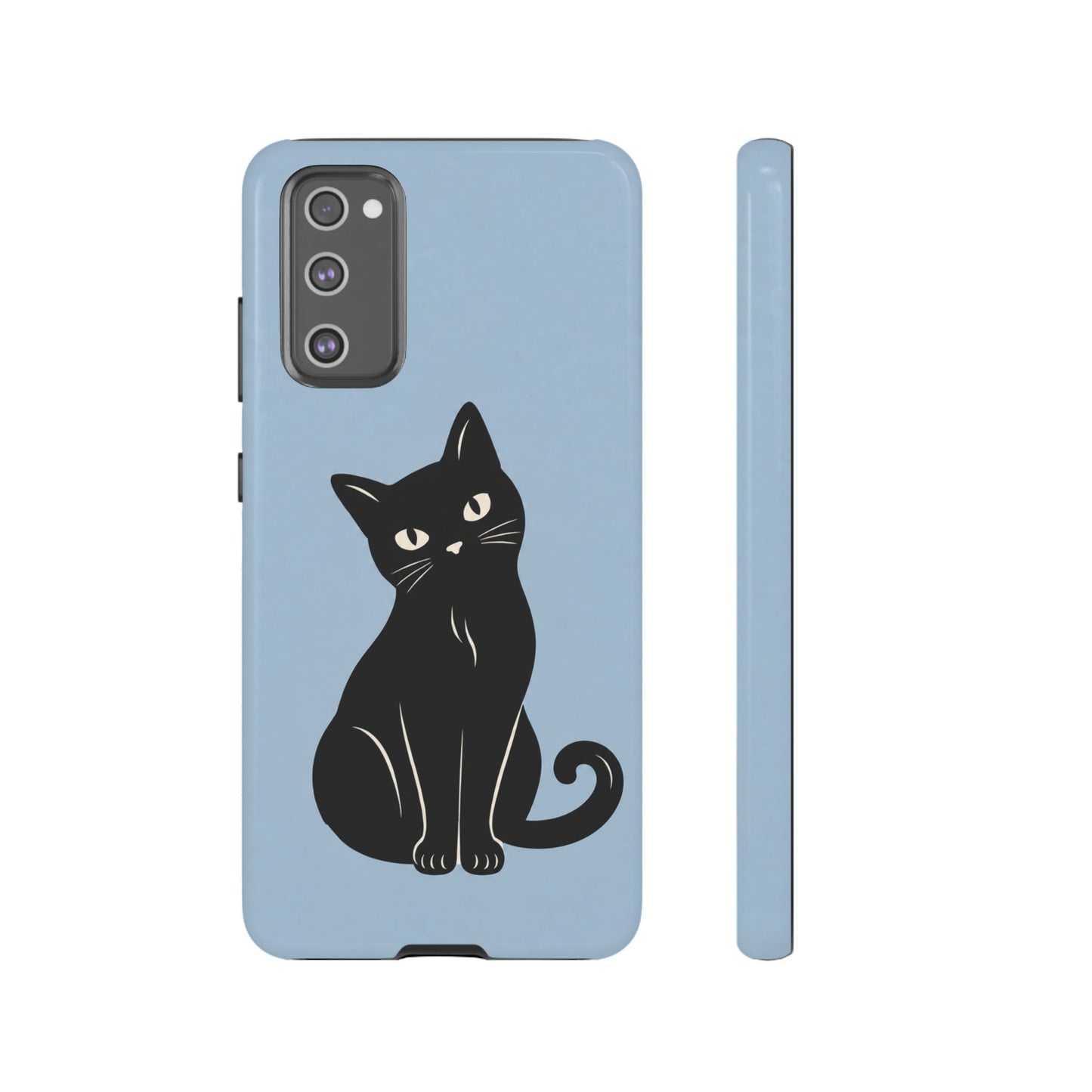 Minimalist Powder Blue & Black Cat Phone Case