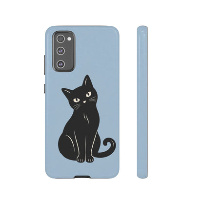 Minimalist Powder Blue & Black Cat Phone Case