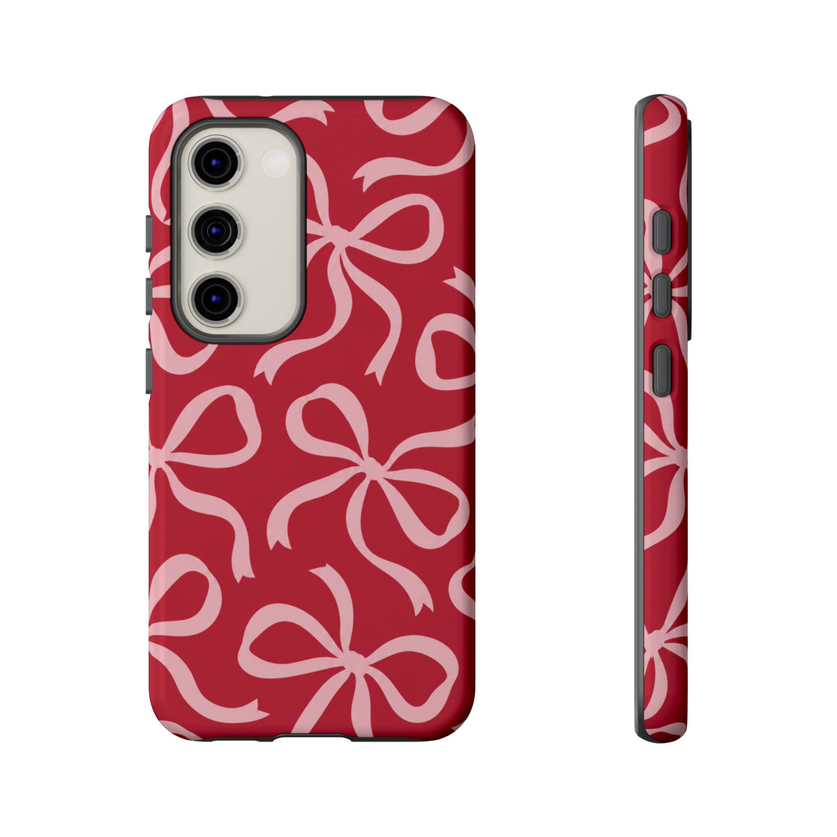 Bold Raspberry Red and Blush Pink Bow Pattern Phone Case