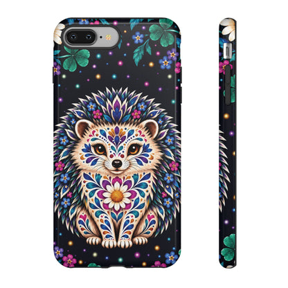 Vibrant Purple and Teal Calavera Hedgehog Phone Case - Multicolor Phone Case - iPhone 8 Plus / Glossy