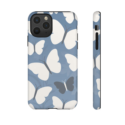 iPhone 11 Pro / Glossy Phone Case - Minimalist Light Blue Butterfly Pattern Phone Case