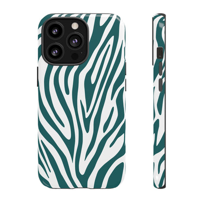 Graphic Teal Tiger Print Phone Case