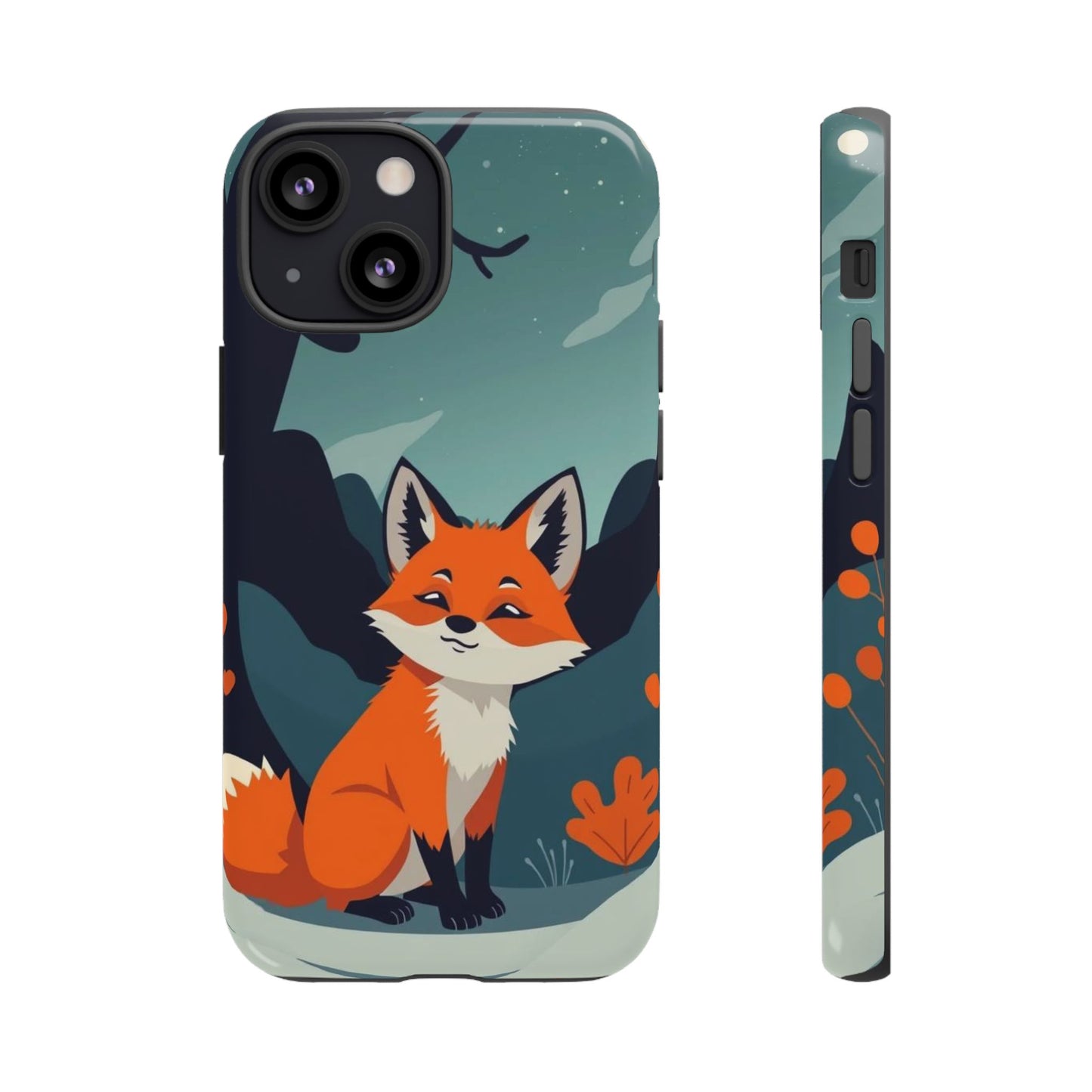 iPhone 13 Mini / Glossy Phone Case - Cute Fox Design Phone Case