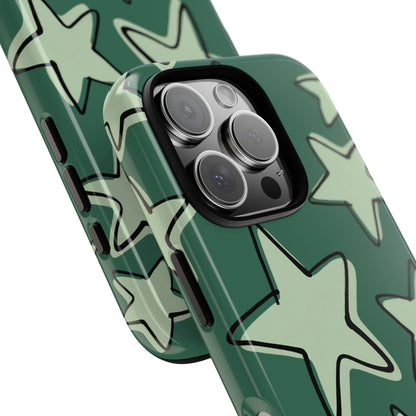 Forest Green Doodle Star Phone Case