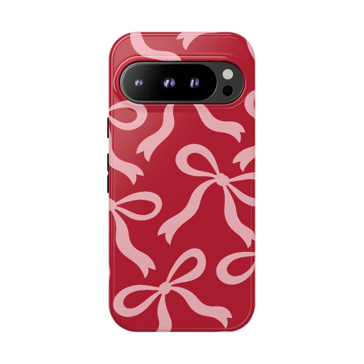 Bold Raspberry Red and Blush Pink Bow Pattern Phone Case - Red Phone Case - Google Pixel 9 Pro / Glossy