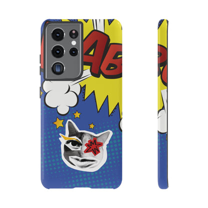Samsung Galaxy S21 Ultra / Glossy Phone Case - Bold Blue Pop Art Cat Phone Case