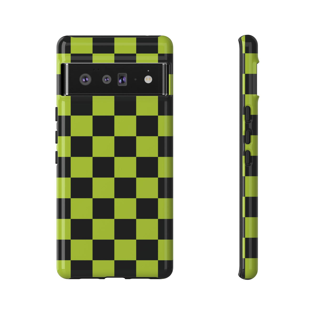 Trendy Neon Lime Green & Black Checked Pattern Phone Case - Green Phone Case - Google Pixel 6 Pro / Glossy