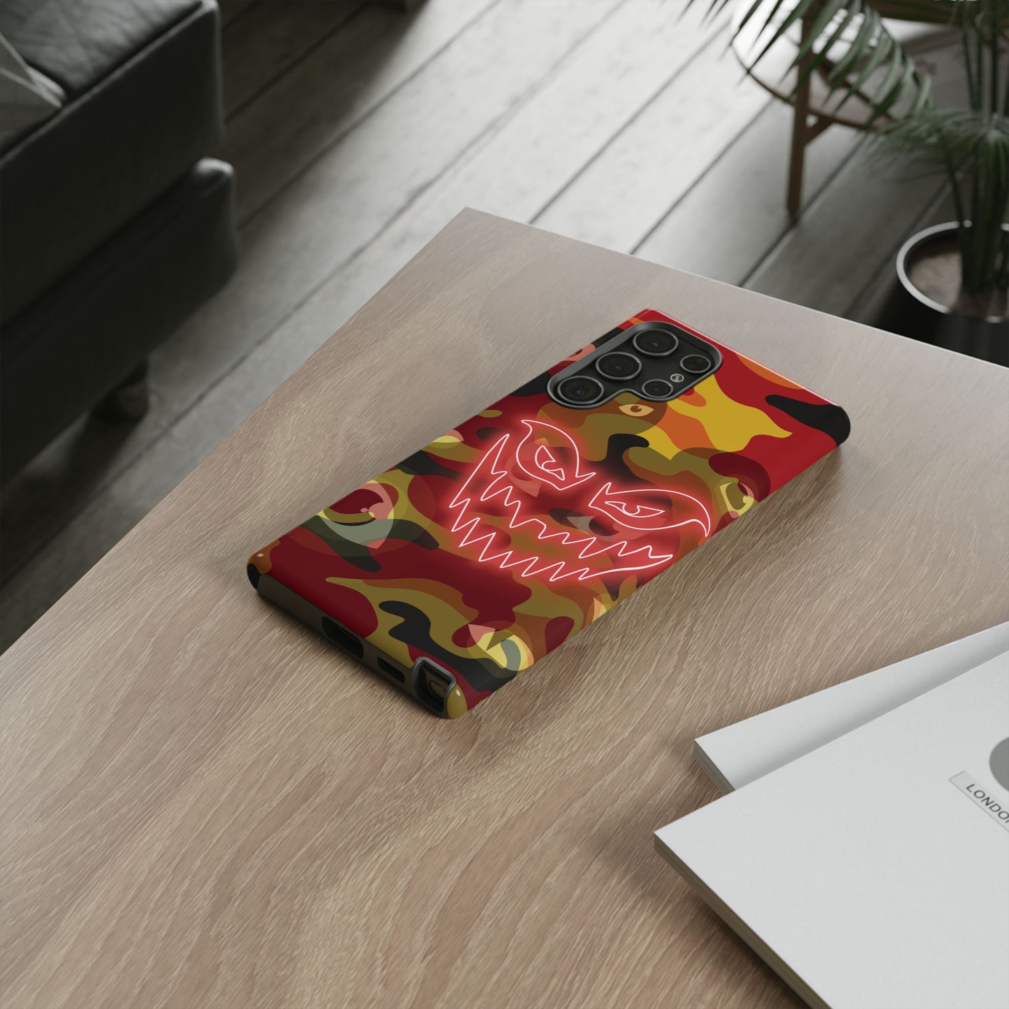 Inferno Neon Face Camo Phone Case - Red Phone Case
