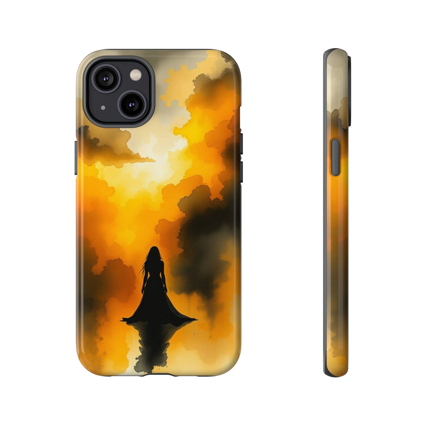 iPhone 14 Plus / Glossy Phone Case - Watercolour Gothic Woman in Black Phone Case