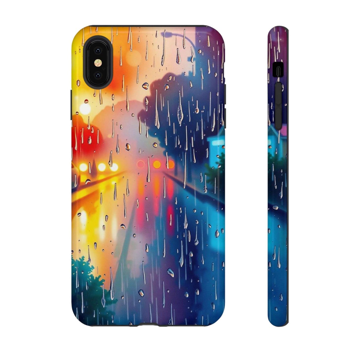iPhone XS MAX / Glossy Phone Case - Electric Rain Watercolour Design Phone Case