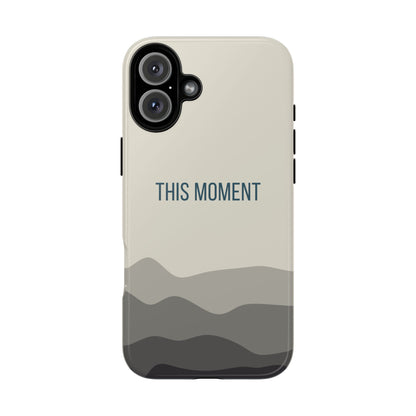 iPhone 16 Plus / Glossy Phone Case - Minimalist Cream Waves ’This Moment’ Statement Phone Case