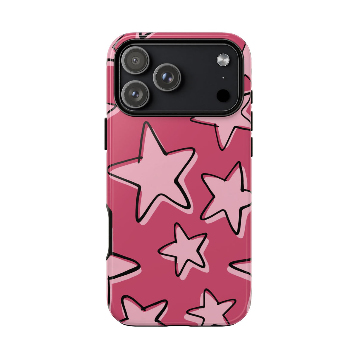 Raspberry Pink Doodle Star Phone Case