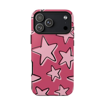Raspberry Pink Doodle Star Phone Case