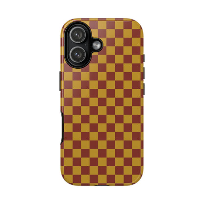 Trendy Mustard & Burgandy Small Checked Pattern Phone Case - Brown Phone Case - iPhone 17 / Glossy