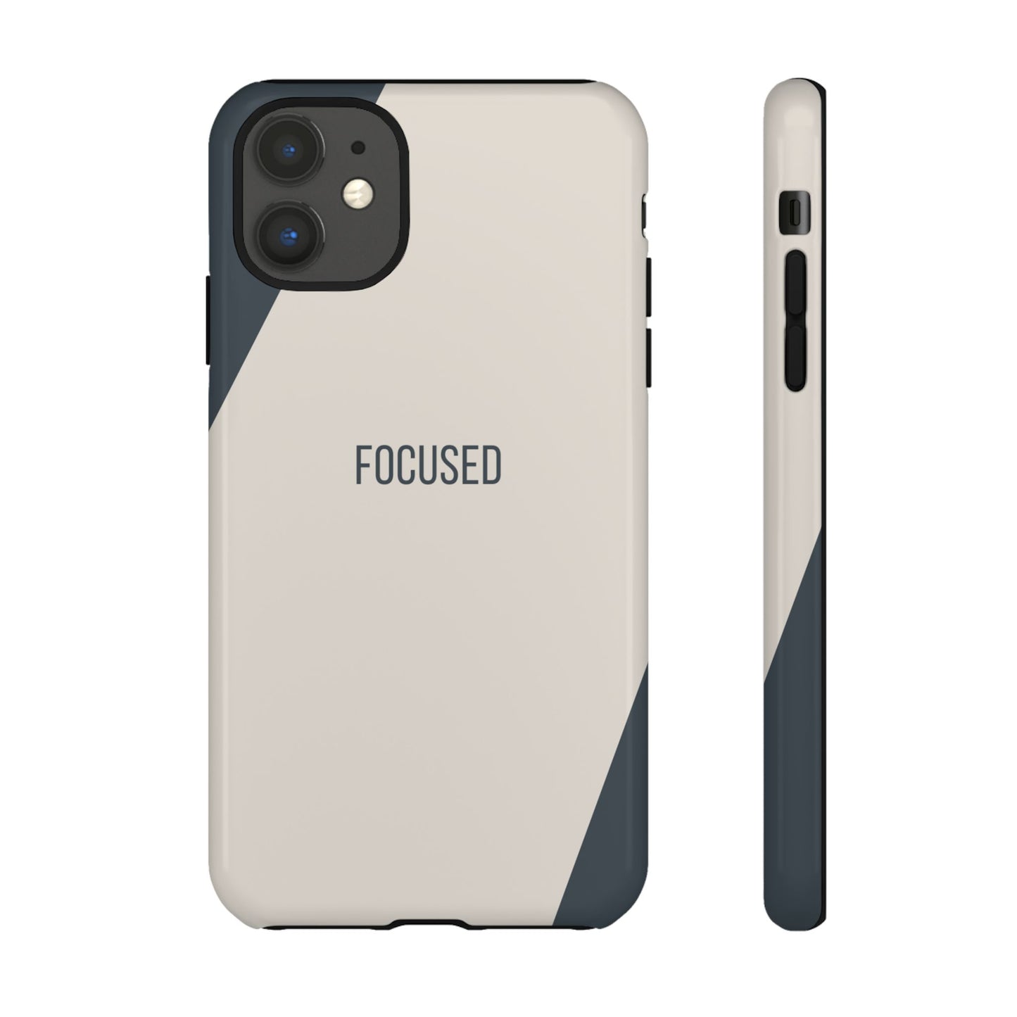 iPhone 11 / Glossy Phone Case - Sassy Statement Case ’Focused’ in Beige & Blue