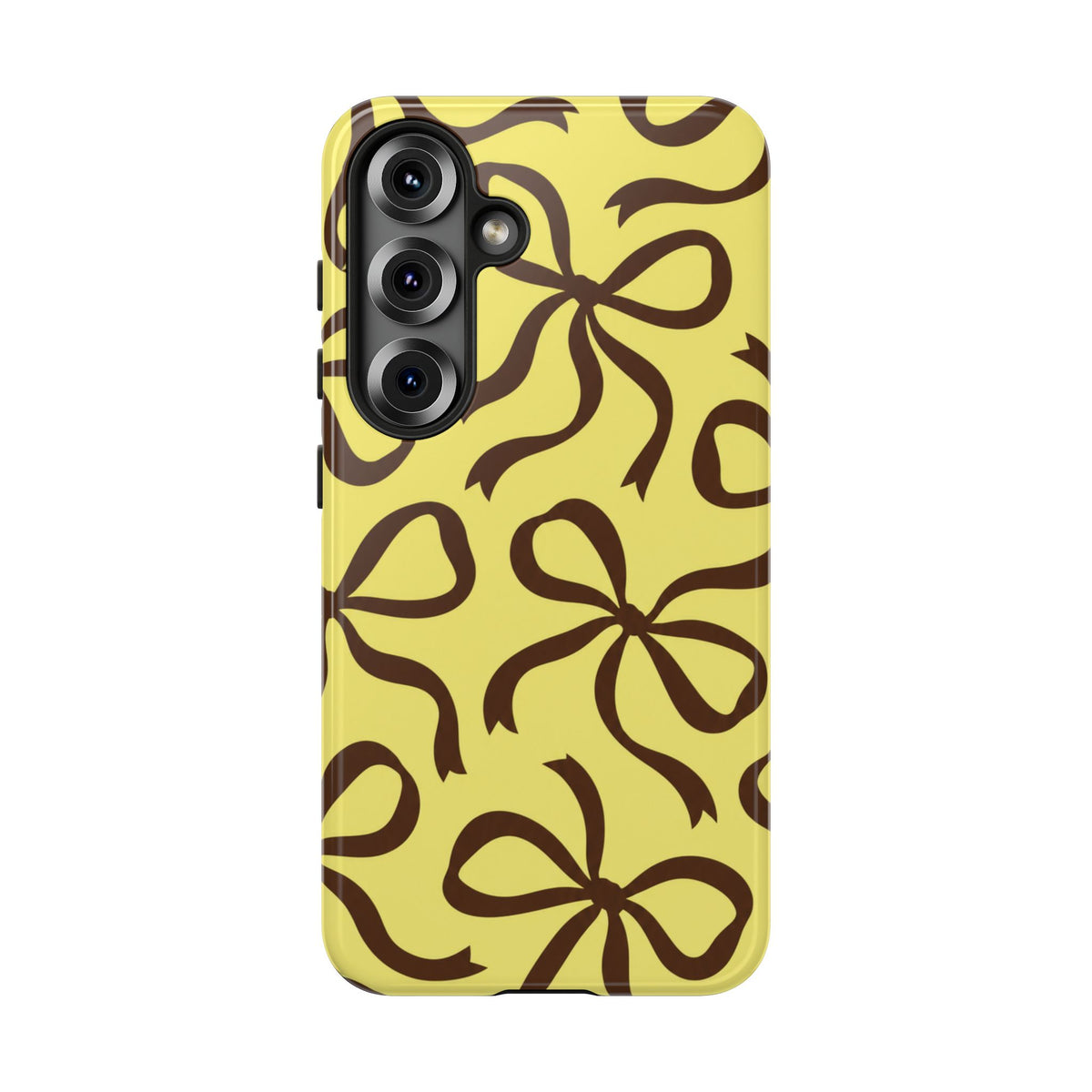 Bold Butter Yellow and Chocolate Brown Bow Pattern Phone Case