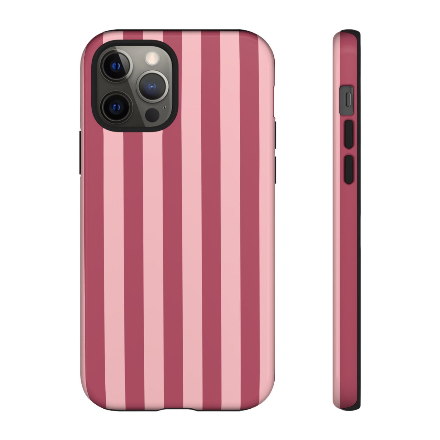 iPhone 12 Pro / Glossy Phone Case - ’Pink Stripe Pattern’ Phone Case