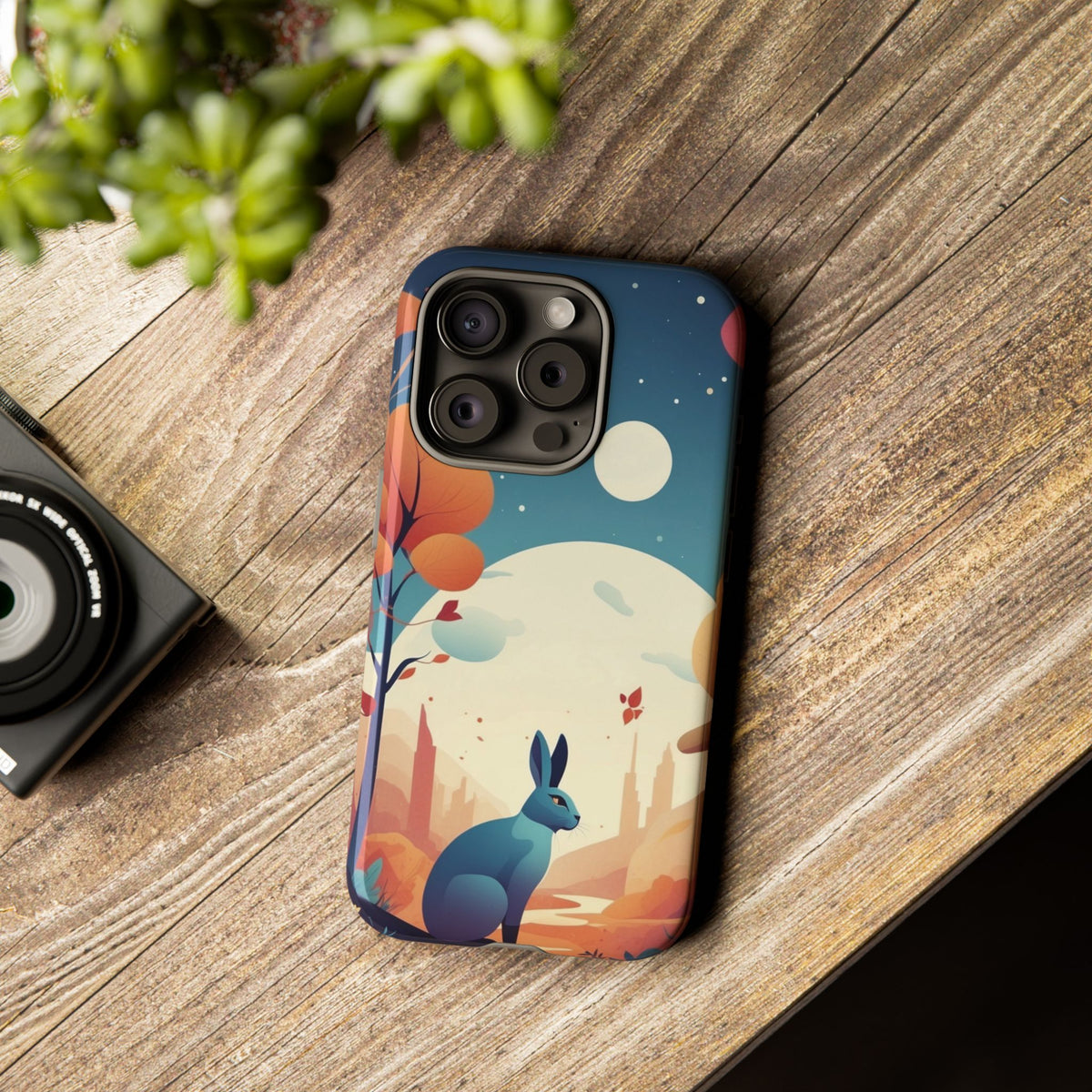 Stylised Blue Hare Design Phone Case - Multicolor Phone Case