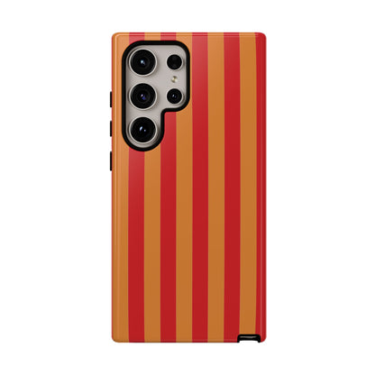 Samsung Galaxy S24 Ultra / Glossy Phone Case - ’Orange & Red Stripe Pattern’ Phone Case