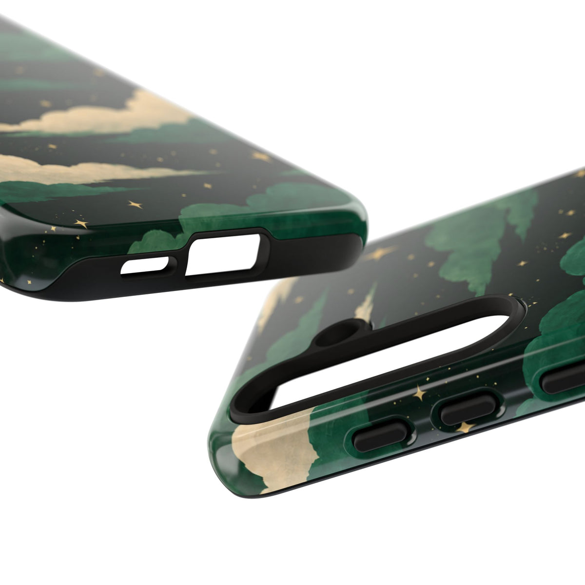 Illustrated Emerald Green Clouds & Stars Phone Case
