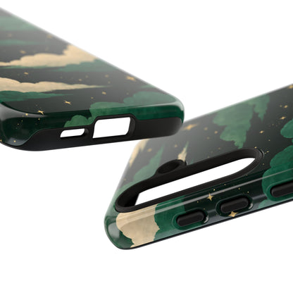 Illustrated Emerald Green Clouds & Stars Phone Case