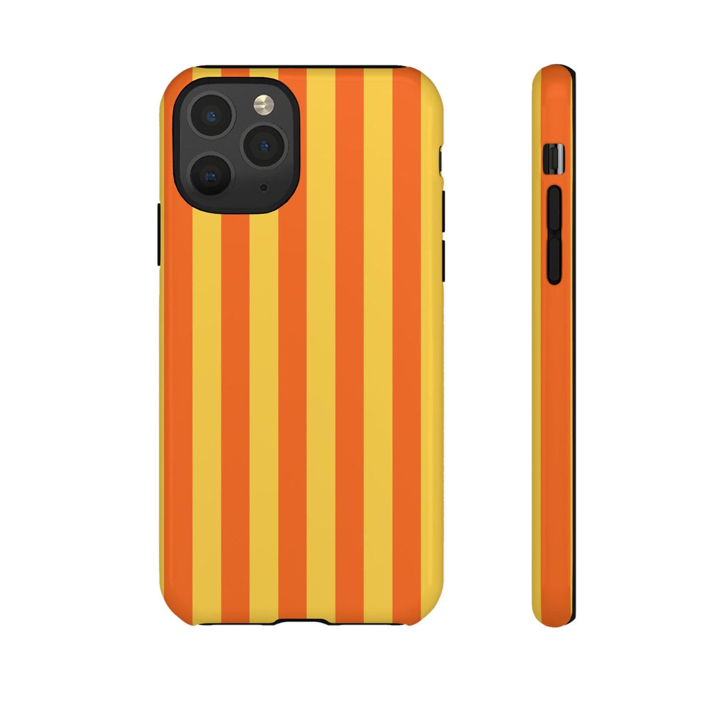 iPhone 11 Pro / Glossy Phone Case - Trendy Orange & Yellow Stripe Pattern Phone Case