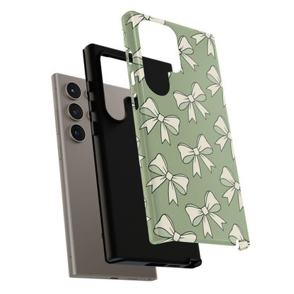 Chic Sage Green Bow Pattern Phone Case