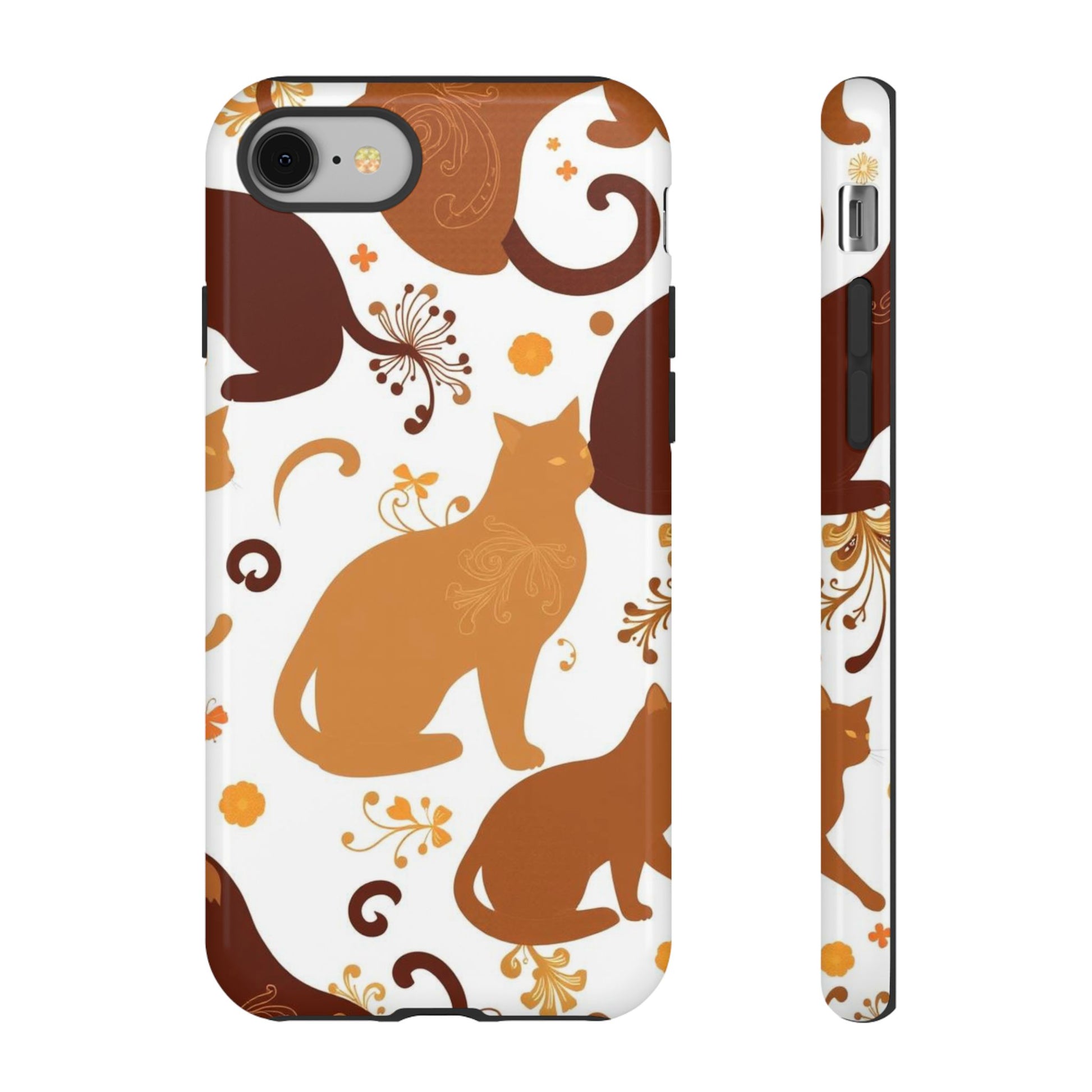 Abstract Cat Pattern Phone Case - White Phone Case - iPhone 8 / Glossy