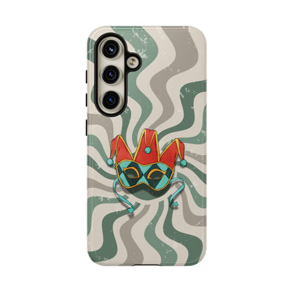 Samsung Galaxy S24 / Glossy Phone Case - Venetian Jester Mask – Green Retro Soft Revival Phone Case