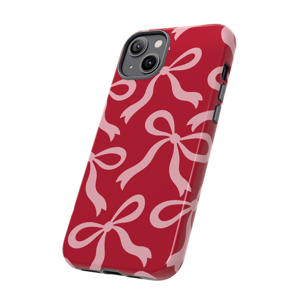 Bold Raspberry Red and Blush Pink Bow Pattern Phone Case - Red Phone Case