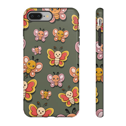iPhone 8 Plus / Glossy Phone Case - Green Butterfly Sticker Design Phone Case