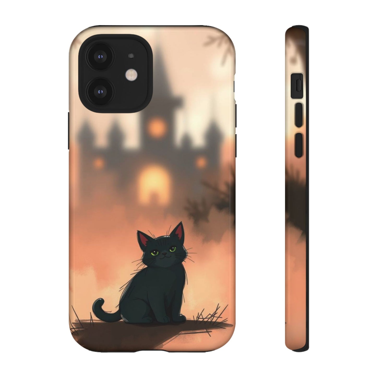 iPhone 12 / Glossy Phone Case - Cute Gothic Cat Design Phone Case